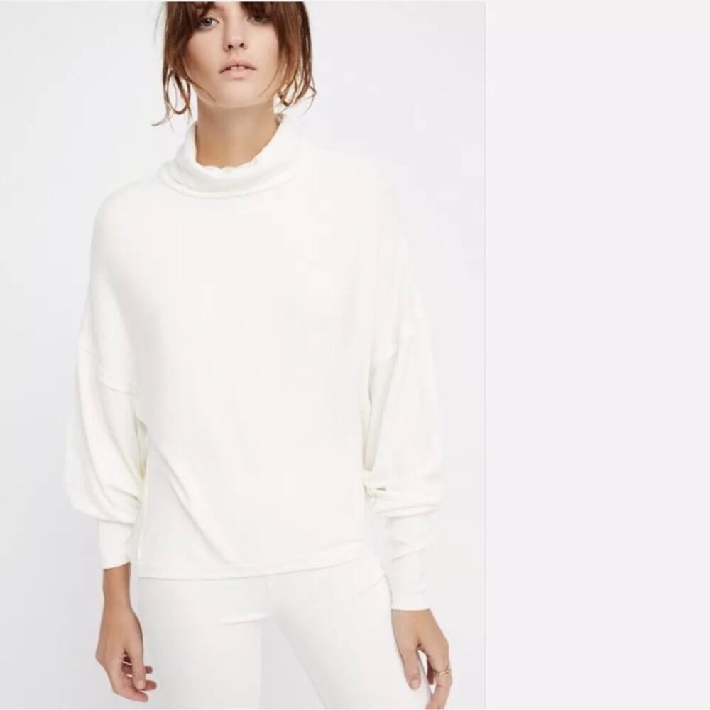 FP We The Free Alameda Pullover Dolman Fit Turtle Neck Ribbed Top Ivory Size S
